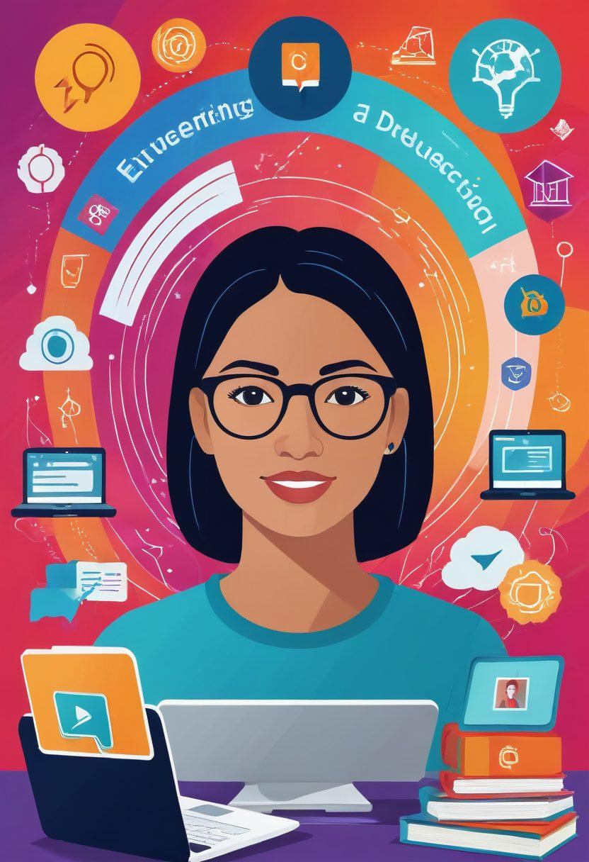 Depict a vibrant collage of diverse online education models: a student attending a MOOC on a tablet, another engaging in a live virtual classroom, and a learner participating in a blended learning setup with both online and in-person study materials. Add an interconnected digital network representing accessibility. Include educational icons like books, laptops, and graduation caps symbolizing knowledge and achievement. vibrant colors. vector art.